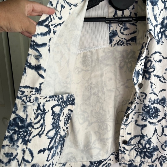 Bugatti Boho Chic Italian Crop Denim Bomber Jacket Navy Pockets Cotton, Size M - Picture 6 of 14